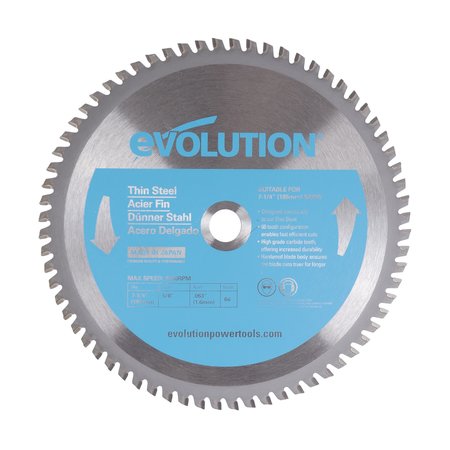 EVOLUTION 7-1/4" Thin Steel Cutting Blade, 5/8" Arbor 7-1/4BLADETS